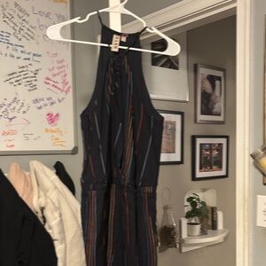 Dolan Black Jumpsuit with Multicolor Stripes